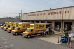 fleet of moving trucks warehouse