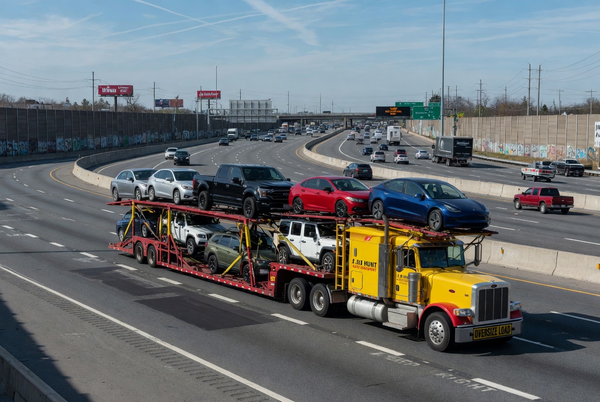 Auto-Transpiration-Trailer auf der Autobahn